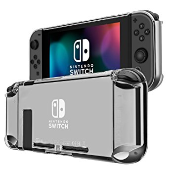 TNP Nintendo Switch Case Cover for Console & Joy-Con Controller - Travel Friendly Crystal Clear Plastic Hard Shell Protector, Anti-Scratch Shockproof Protective Nintendo Switch Accessories (Clear)