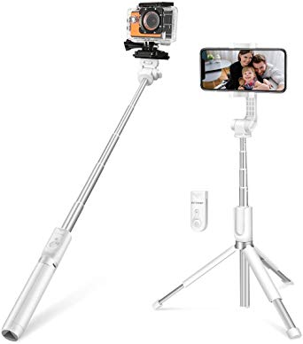 Selfie Stick Tripod for Gopro, BlitzWolf 35 inch Extendable Bluetooth Selfie Stick with Wireless Remote for iPhone 11 Pro/XS MAX/X/8/7 Plus/7/6, Galaxy S10/S9 (White)