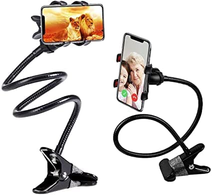 GKP Products® Metal Lazy Stand - Flexible | Cell Phone Stand | Mobile Holder | Perfect for Video Table Online Class | 360 Degree | Goose Neck Long Arm Clip | Compatible for All Smartphones / Android & iOS