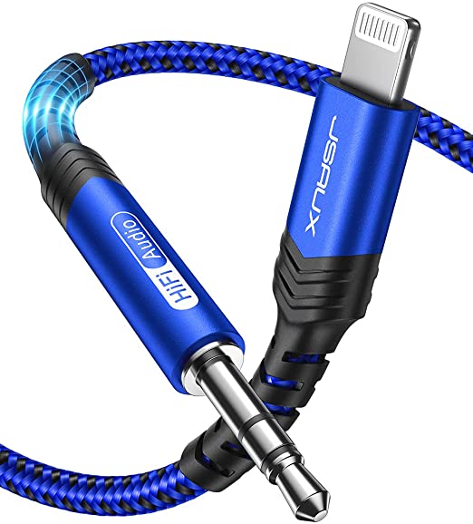 Lightning to 3.5mm Audio Cable 6FT, JSAUX [Apple Mfi Certified] iPhone Headphones Jack Lightning Aux Cord Compatible with iPhone 13/13 Pro/13 Pro Max/12/12Pro/12 Pro Max/11/11 Pro Max/X/XS/XR/8 -Blue