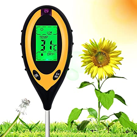 Molandra Products Soil PH Meter, 4-in-1 Soil Tester Moisture, Digital Plant Thermometer Test, Moisture Meter Light and PH Tester for Potted Plants, Gardens, Farm, Lawn, Indoor and Outdoor