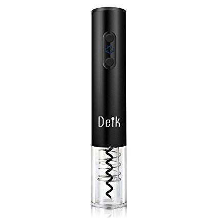 Deik Electric Wine Bottle Opener, Battery Operated Cordless Opening Stand and Automatic Corkscrew Opener with a Broaching Time: 6s, Black