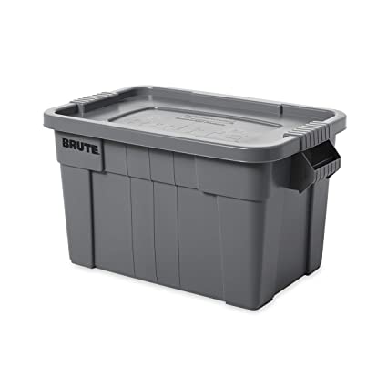 Rubbermaid Commercial Brute Tote with Lid, 20-Gallon Capacity, Gray (FG9S3100GRAY)