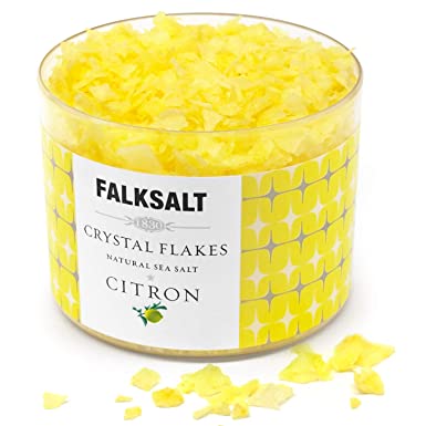 FALKSALT Citron Sea Salt Flakes - All Natural, Finishing Mediterranean Sea Salt Flakes for Meat, Poultry, Seafood, Pasta, Veggies, Sweets, & Cocktails [2.47oz – 5 Flavors Available]