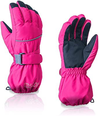 Kids Winter Glove Boys Girls Snow Ski Waterproof Gloves for Teens Fleece Lining Warm Mittens Outdoor