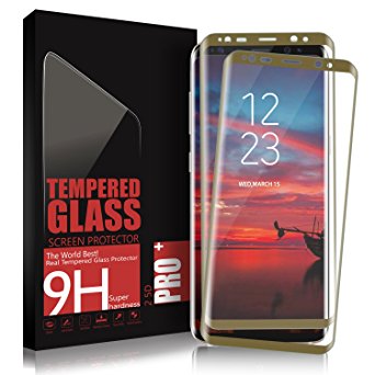 Galaxy S8 Glass Screen Protector SGIN, [2Pack Gold]Highest Quality Premium Tempered Glass Anti-Scratch, Clear High Definition (HD) Screen Film for Galaxy S8(Full Screen Coverage)