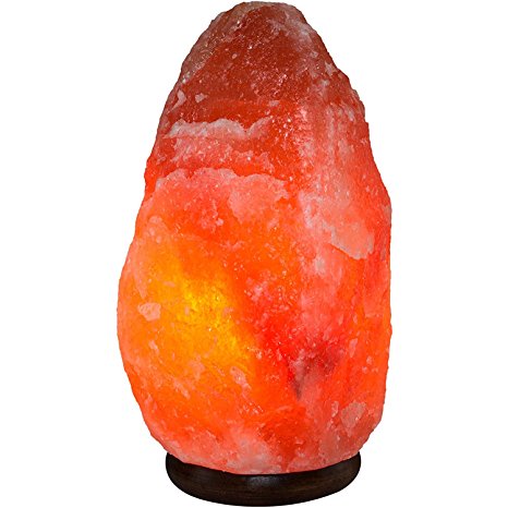 Natural Himalayan Crystal Salt Lamp on Wooden Base, Baihe Hand Carved Rock Salt Lamps with Dimmer, Air Purifying Lamp Easier to Breath and Relax, Great for Yoga and Meditation