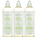 Puracy 100 Natural Liquid Dish Soap - Sulfate-Free - THE BEST Dishwashing Detergent - Extra Suds - Wont Dry Your Hands Out - Vegan Gluten-Free Safe - Green Tea and Lime Essential Oils - Pack of 3