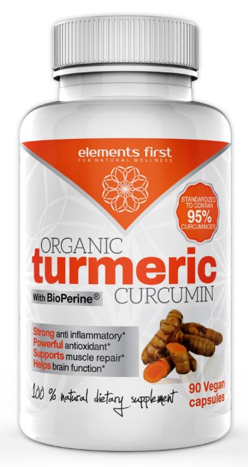 Organic Turmeric Supplement High Potency Turmeric Curcumin Capsules with Black Pepper with Piperine Standardized 95 500mg