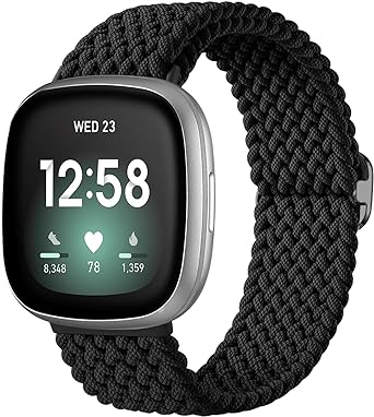 Maledan Elastic Band Compatible for Fitbit Versa 4/Sense 2/Sense/Versa 3 Bands Women Men, Soft Breathable Strap Bracelet Wrist Bands for Fitbit Sense/Versa 3/versa 4/Sense 2 Smartwatch Accessory