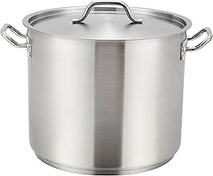 Winware 12 Quart Stainless Steel Stock Pot with Cover, Silver