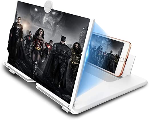 Newseego 16 Inch Phone Screen Magnifier, HD Mobile Phone Screen Amplifier Pulling-Out Movie Video Enlarger Eye Protection with Foldable Stand Holder for All Smartphones-White