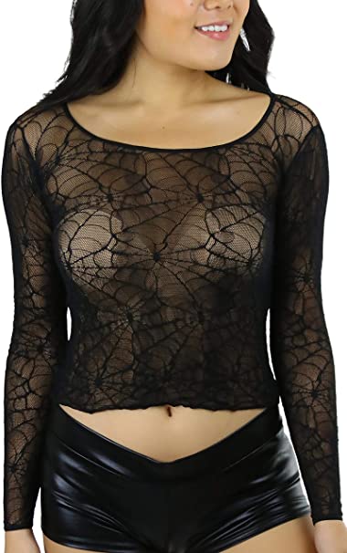 ToBeInStyle Women's Long Sleeve Spider Web Cami