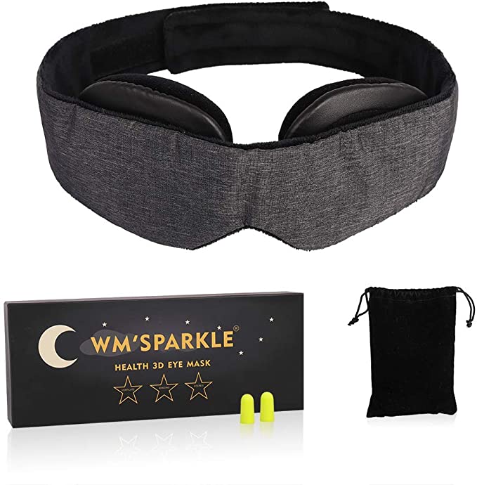 Sleep Eye Mask for Men Women- Updated Design Light Blocking Sleep Mask- 100% Blackout -3D Contoured Cup- Zero Eye Pressure - Adjustable Eye Cups，Soft Comfort Eye Shade Cover (Seller Delivery)