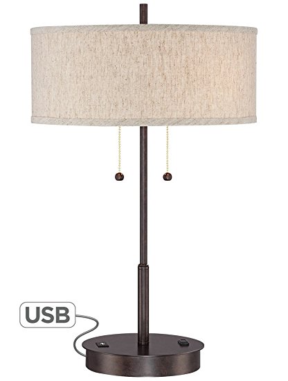 Nikola Bronze Metal Table Lamp with USB Port