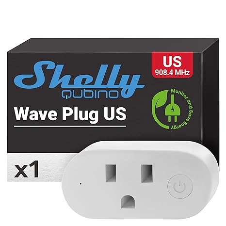 Shelly Qubino Wave Plug US | Z-Wave 800 Series Smart Plug with Energy Monitoring 15 A | Home Automation | iOS Android App | Z-Wave Gateway | Low Power Consumption | Smart Schedules and Scenes