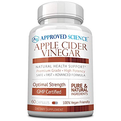 Approved Science® Apple Cider Vinegar with Mother and Piperine - Helps Detoxify, Boost Metabolism, Reduce Inflammation - 1 Vegan Friendly Bottle