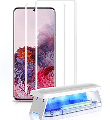 2-Pack Galaxy S20 Screen Protector, [Designed for Ultrasonic Fingerprint] Auto-Disperse UV Gel 3D Curved Cover Tempered Glass Screen Protector for Samsung Galaxy S20(2020)