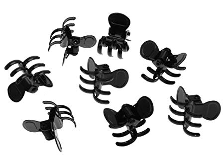 L. Erickson Clip & Go Mini Metal Jaw Hair Clips, Black, Set of 8 - Strong Hold For Easy Styling Solutions