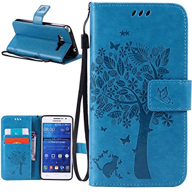 Galaxy Grand Prime Case, Go Prime Case, Harryshell(TM) Wallet Folio Leather Flip Case Cover with Card Slot and Wrist Strap for Galaxy Grand Prime G530/ G530H