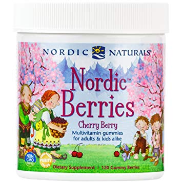 Nordic Naturals - Nordic Berries Cherry Berry, Multivitamin Gummies for Adults   Kids Alike, 120 Gummy Berries