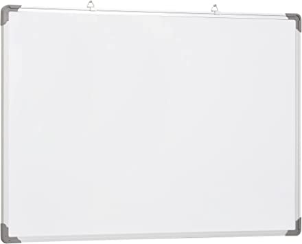 HOMCOM Pizarra magnetica blanca de 60 x 90cm con 10 imanes   1 borrador   4 rotuladores