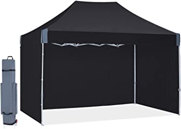 OUTDOOR WIND Pop Up Canopy Tent Commercial 10'x15' Enclosed Instant Canopy Tent Market stall with Removable Sides Walls(Black)