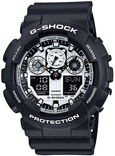 Casio Men's G-Shock GA100BW-1A Black Resin Quartz Watch