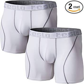 Tesla Men's Athletic Stretch 6" No-Fly Brief Dri Fit Underwear Trunk (2-Pack) MBU05/MBU12