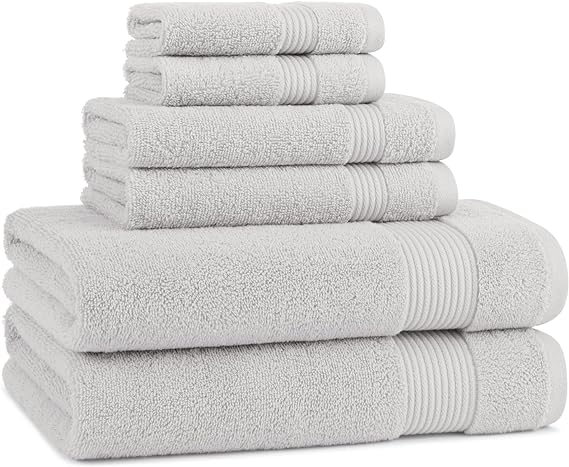 Arkwright 100% Cotton Luxury 6 Piece Bath Towel Set - 600 GSM Soft & Absorbent, Quick-Drying, Perfect for Beach Houses, Hotels, and Rental Properties, Titanium Grey
