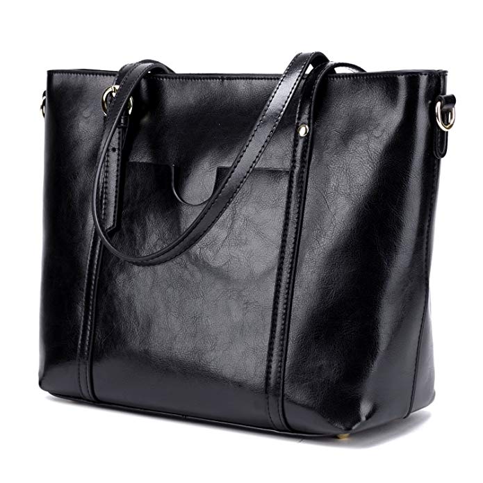 CLELO Women's Tote Bag, Genuine Leather Purse Handbag Shoulder Bag
