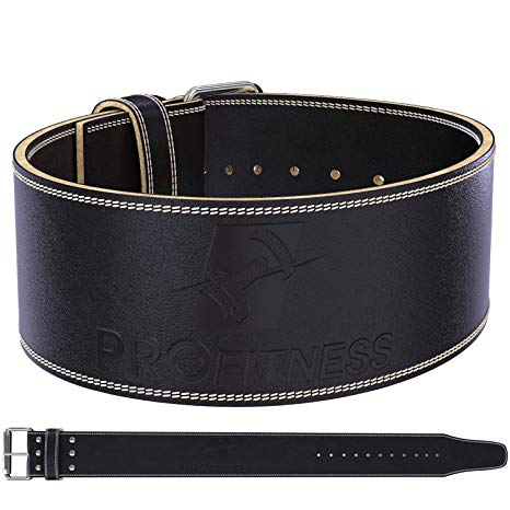 Powerlifting & Weight Lifting Belt (10MM Thick) - Pre Broken-in 4" Wide Genuine Leather for Maximum Support - Great for Heavy Squats, Deadlift, Snatch, Clean and Jerks - for Women & Men