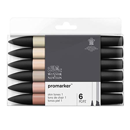 Winsor & Newton 0290114 Promarker, Set of 6, Skin Tones 1