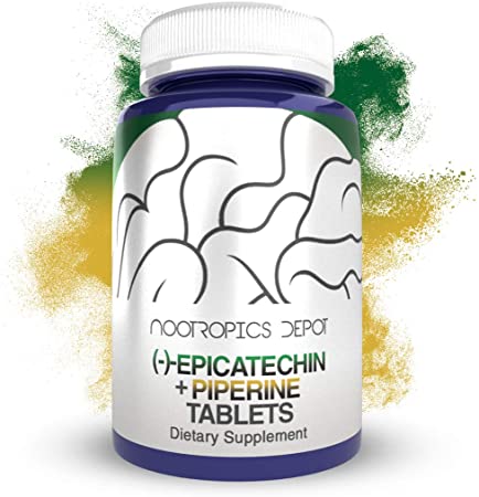 Epicatechin 90% Tablets | 200mg | 30 Count | (−)-epicatechin + 6mg Piperine to Promote Bioavailability | Promotes Cardiovascular Health | Promotes Strength + Muscle Function