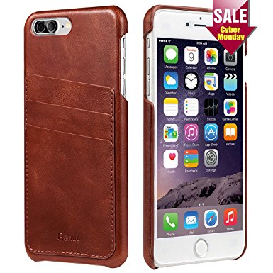 iPhone 7 Plus Case, Benuo [Card Slot Vintage Series] Soft Genuine Leather Case, 3 Card Slots, Ultra Slim, [Business Style] Leather Case Back Cover for Apple iPhone 7 Plus 5.5 inch (Brown)