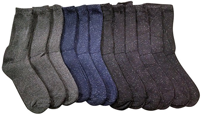 12 Pairs of excell Mens Thermal Crew Socks, Sock Size 10-13
