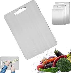 Non Toxic Steel Chopping Boards,304 Stainless Steel Food Grade Cutting Boards,Titanium Cutting Boards for Kitchen - Cutting Edge Hygiene & Durability,Stainless Non Stick Chopping Board.(13.35 * 9in)