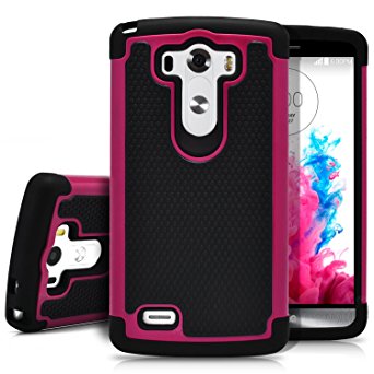LG G3 Case, MagicMobile [Dual Armor Series] Rugged Durable [Impact Shockproof Resistant] Double Layer Cover [Hard Shell] & [Flexible Silicone] Case for LG G3 Case - Black / Hot Pink