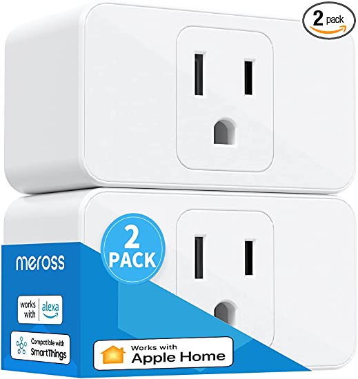 Meross Smart Plug Mini Support Apple HomeKit, Siri, Alexa, App Control, Timer, 15A & Reliable Wi-Fi, No Hub Needed, 2.4G WiFi Only, 2 Pack