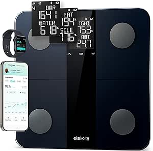 Etekcity Smart Scale for Body Weight, Bathroom Digital Weighing Scale with BMI, Body Fat, Muscle Mass, High Accuracy with 7 Measurements in One Large Display for a Complete Mobile-Free or Sync Apps