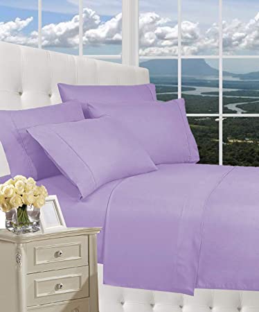 Luxurious Bed Sheets Set on Amazon! Celine Linen 1800 Thread Count Egyptian Quality Wrinkle Free 4-Piece Sheet Set with Deep Pockets 100% , Full Lilac