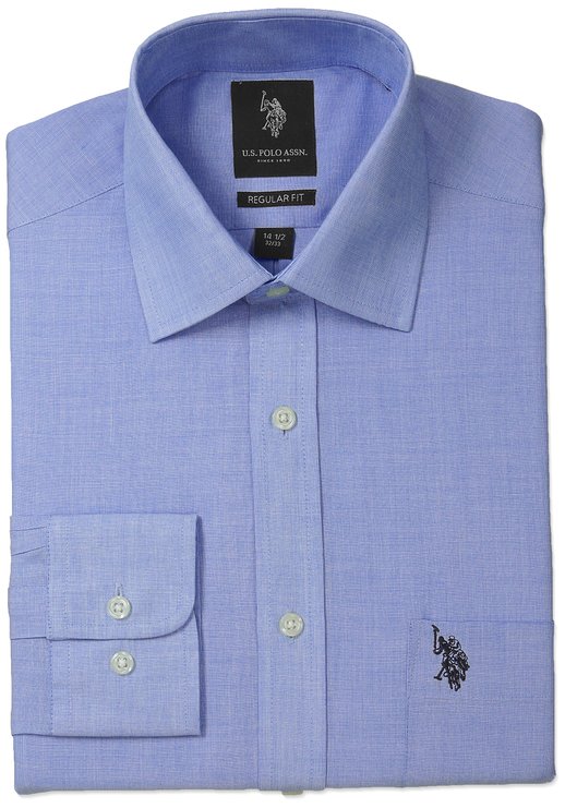 U.S. Polo Assn. Men's End On End Regular Fit Semi Spread Collar Dress Shirt