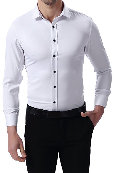 Men's business shirts Bamboo fiber Stretch dress shirts Casual&Slim FLYHAWK