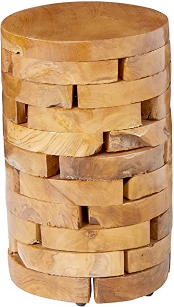 Bare Decor Stonehenge Artisan Accent Table in Solid Teak Wood