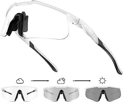 ZHA ZHA Photochromic Sports Sunglasses, UV Protection TR90 Cycling Glasses for Men Women Baseball MTB Fishing Running