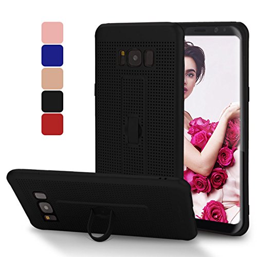 Samsung Galaxy S8 phone cases with ring holder Soft TPU black cover Breathable heat-realease mesh Case for Galaxy s8