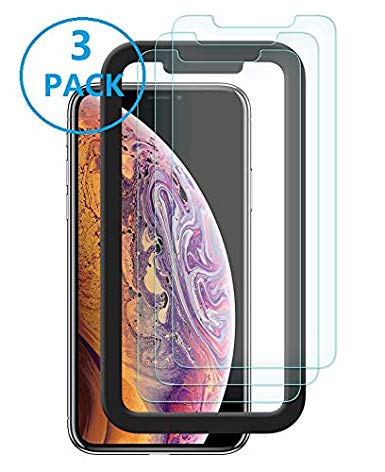 skylink [3-Pack]  iPhone Xs Max Screen Protector with Worry-Free Installation Frame/Bubble Free/Anti-Scratch/High Responsive