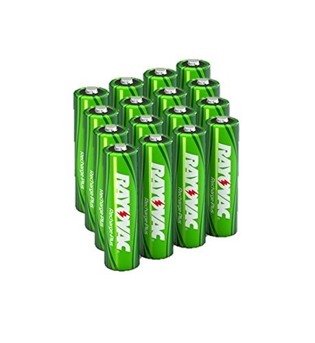 16 x Rayovac AA Recharge PLUS 2400 mAh Rechargable NiMH Batteries w free battery holders 16 AA batteries packaging may vary