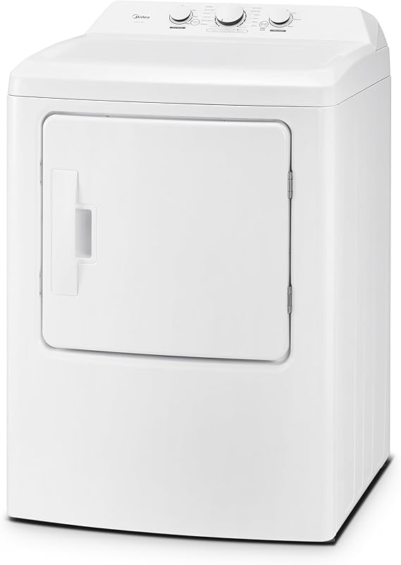 Midea MLTG37N1BWW Gas Dryer, Auto Sensor Dry, Wrinkle Care,Air Fluff, Easy-Using Control Panel, 12 Total Cycles, 6.7 Cu.ft, White