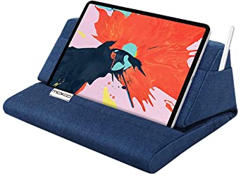 MoKo Tablet Pillow Stand, Soft Bed Pillow Holder, Fits up to 11" Pad, Fit with iPad 10.2"(8th Gen), New iPad Air 4 10.9"/ Air 3, iPad Pro 11/10.5/9.7, Mini 5 4, Galaxy Tab S6/ S7 11", Navy Blue